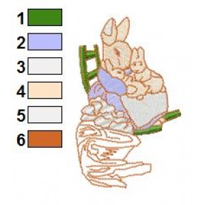 Mrs Rabbit with Family Beatrix Potter Embroidery Design